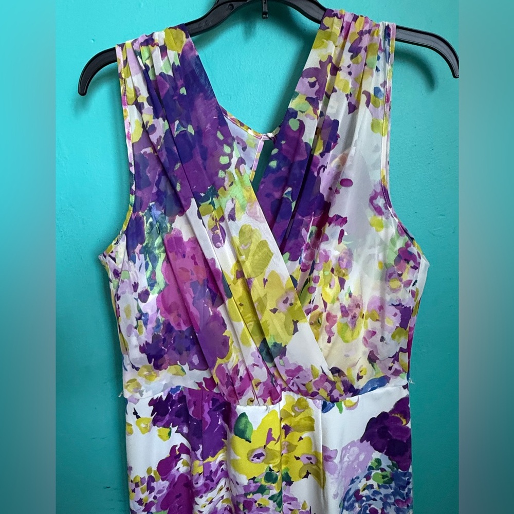 Purple and Yellow Floral Midi Dress